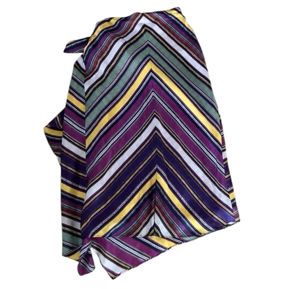 Ralph Lauren Multicolor silk Striped Sarong skirt medium- beautiful!